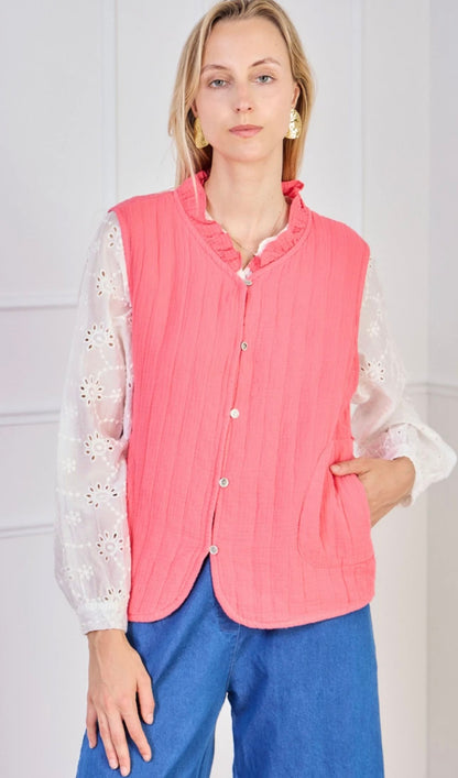 Cotton Gauze Vest/ Gilet in pure cotton
