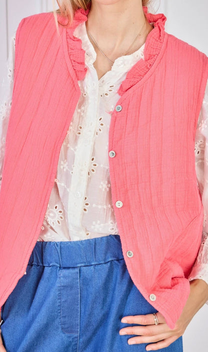 Cotton Gauze Vest/ Gilet in pure cotton