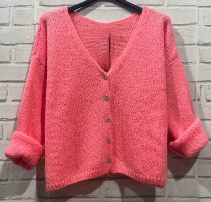 *PRE SALE* IN STOCK SEPT 9TH* Rose Peach, V Neck, Long sleeve, Mohair Mix cardigan