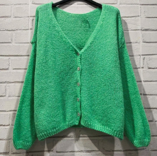 * PRE SALE* * IN STOCK SEPT 9TH* Green Mohair Mix long sleeve cardigan.