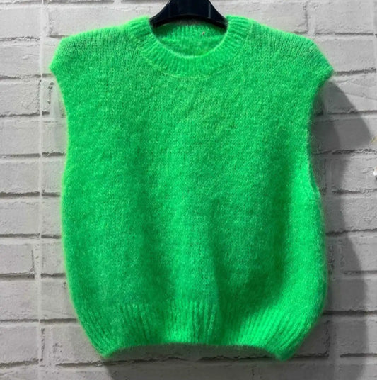 * PRE SALE. DUE SEPT 9TH*Neon Green 70% Mohair sleeveless Tank