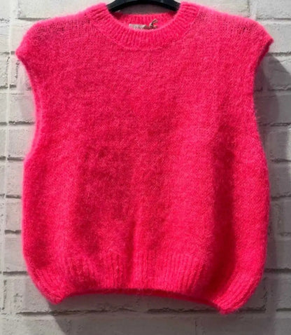 *PRE ORDER. DUE SEPT 9TH*Neon Coral sleeveless 70% mohair tank.