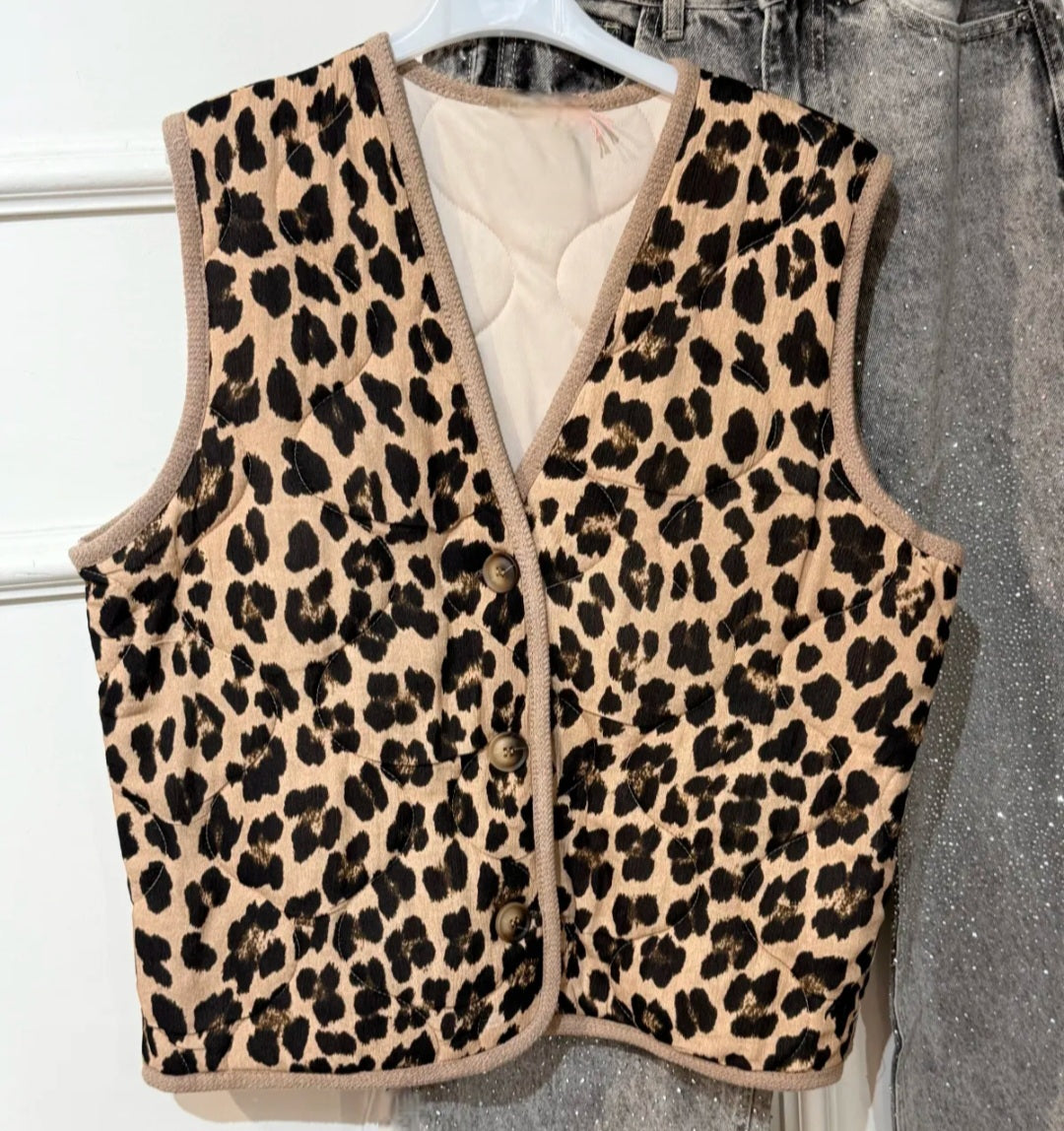 Animal Print Quilted Gilet