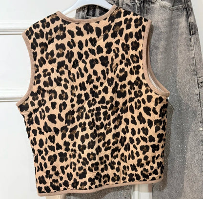 Animal Print Quilted Gilet