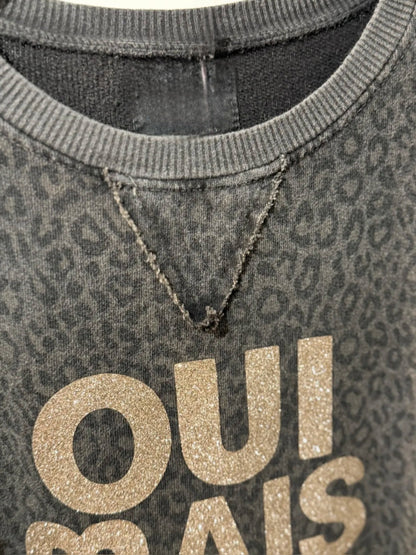 Oui Mai Non, Animal Print, faded black sweatshirt.