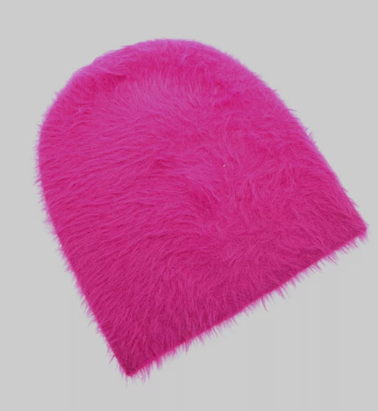 Cerise Pink Fluffy Beanie Hat
