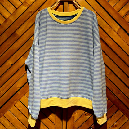 Blue and Yellow striped cotton sweat