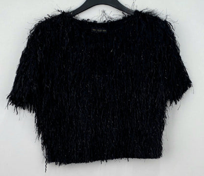 Black Feather look short sleeve top with shimmer detail