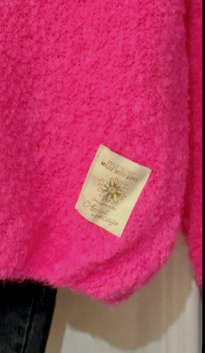 Neon Pink  Kid Mohair & Wool Mix  Fluffy Jumper