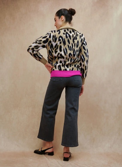 Leopard & Neon Quarter-Zip "Amour" Knit