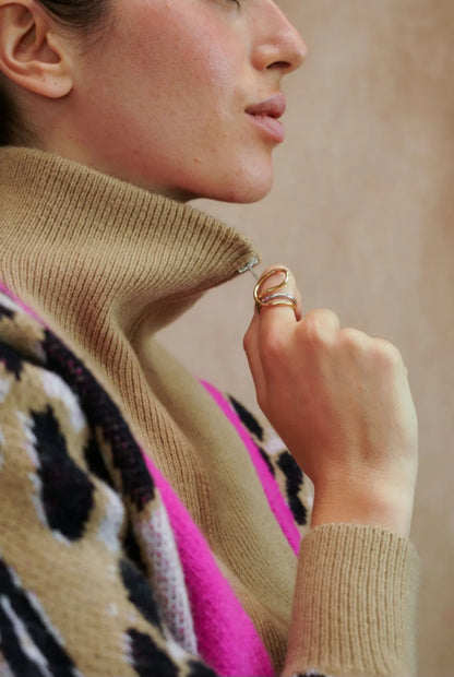 Leopard & Neon Quarter-Zip "Amour" Knit