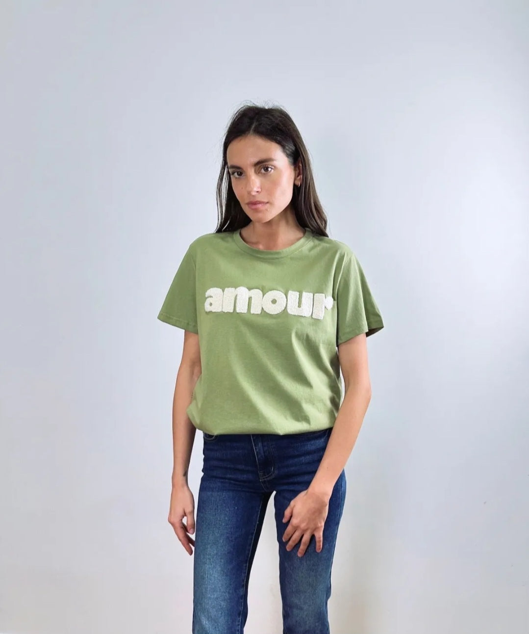 Sage Green Pure Cotton Amour T Shirt