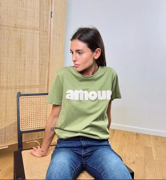 Sage Green Pure Cotton Amour T Shirt