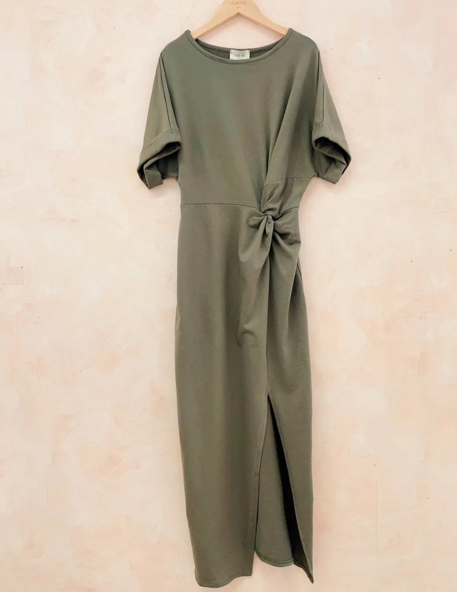 Sweatshirt dress in Khaki. Pure cotton