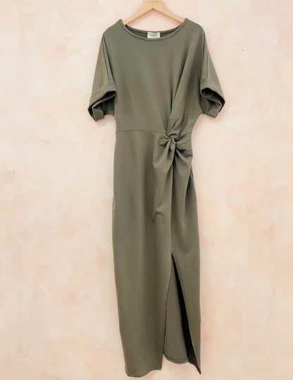 Sweatshirt dress in Khaki. Pure cotton