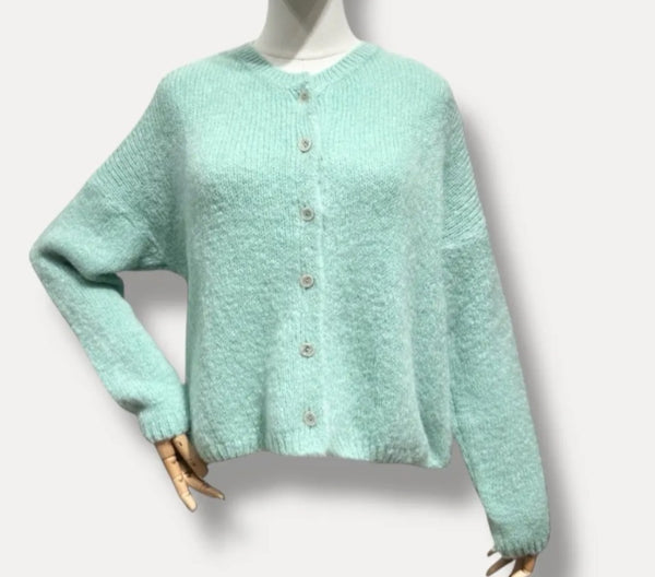 Kid Mohair Cardi in Mint Green
