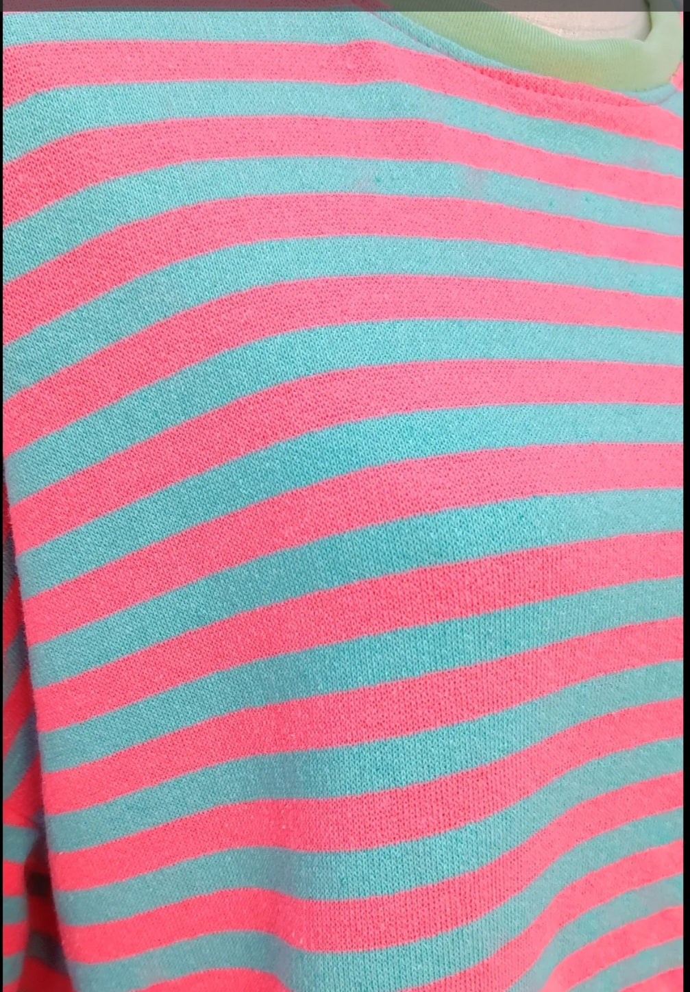 Neon Rose & Aqua Striped Cotton top