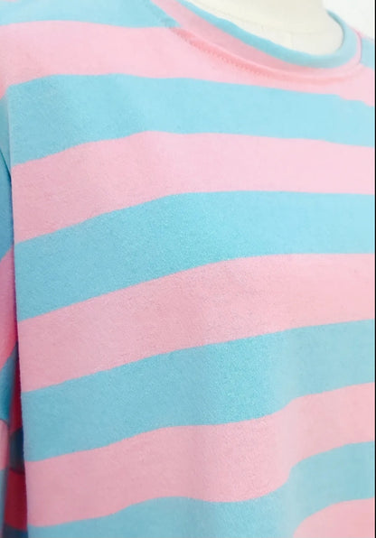 Rose Pink and Aqua Striped top