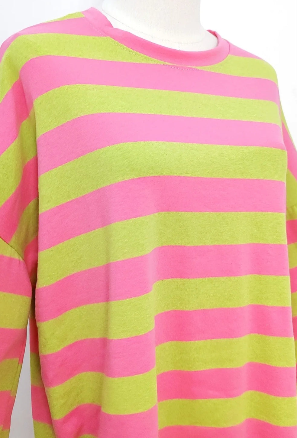 Green and Pink Striped Cotton top