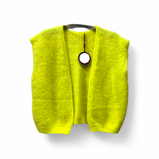 Neon Yellow Mohair and Wool Mix Gilet