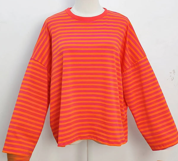 Orange and Pink Stripe Light Sweater
