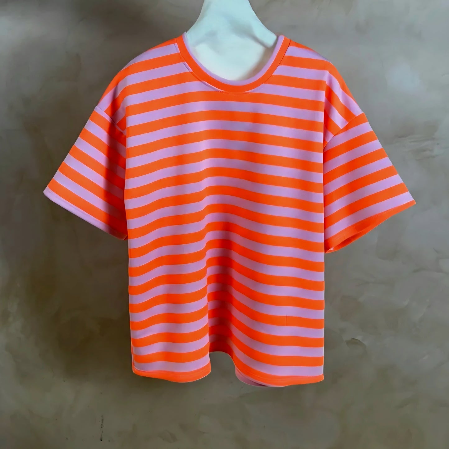 Sunset Stripe Tee in Pink & Neon Coral