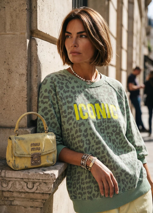 'ICONIC' Leopard Print Cotton Sweater