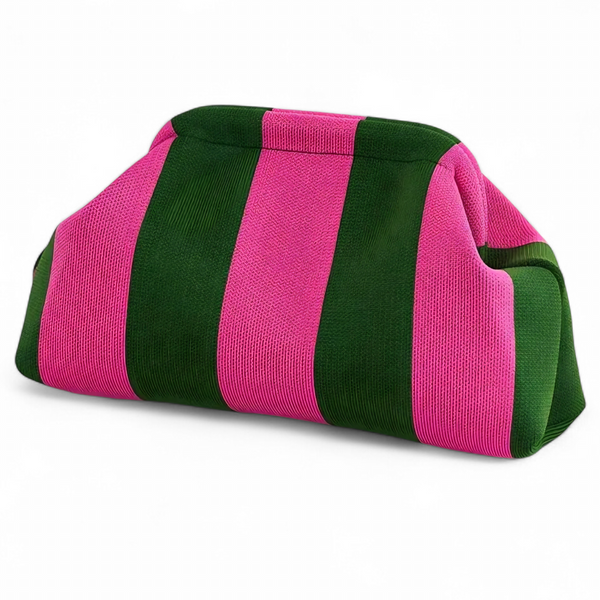 Green & Orchid Striped Clutch