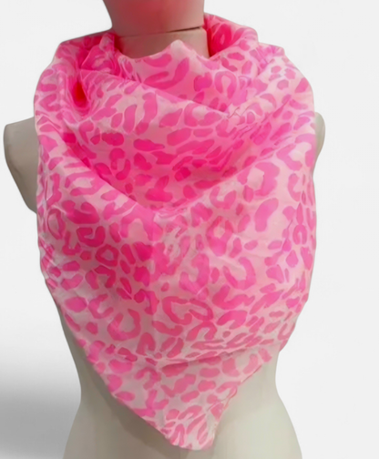 Neon Pink Animal Print, Tencel Triangle scarf
