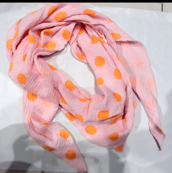 Sorbet Glow Pure Cotton Crinkle Triangle Scarf