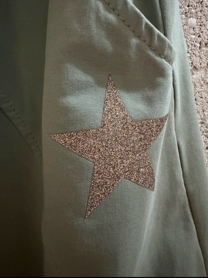 Light Khaki, Star Graphic, Drop Crotch Joggers|Harem pants