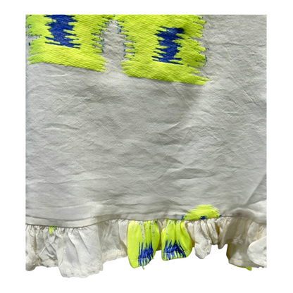 Neon Ikat- Inspired Pure Cotton Ruffle Blouse