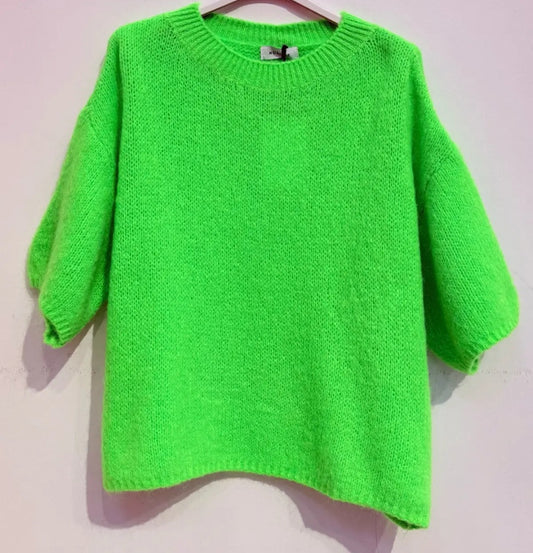Neon Green Kid Mohair and Wool Mix Sweater