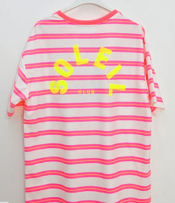 SOLEIL CLUB Graphic Tee in Neon Pink and Neon Yellow
