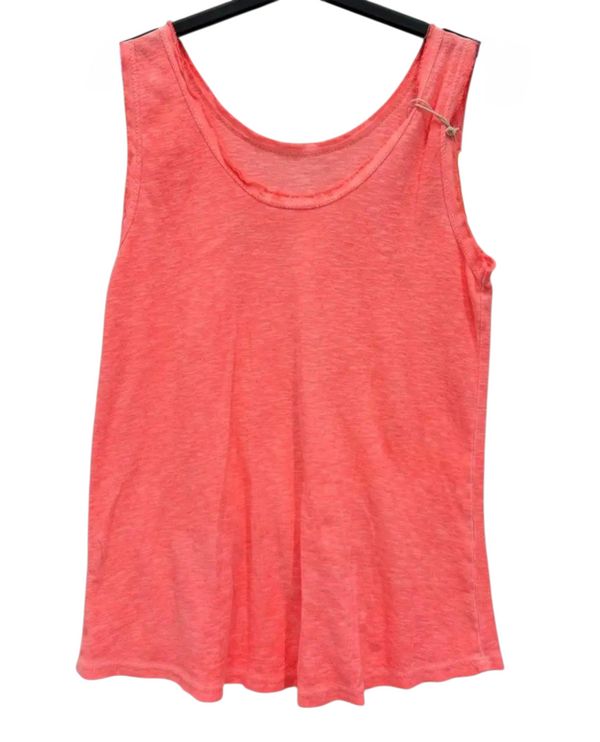 100% Cotton Tank Top- Neon Coral