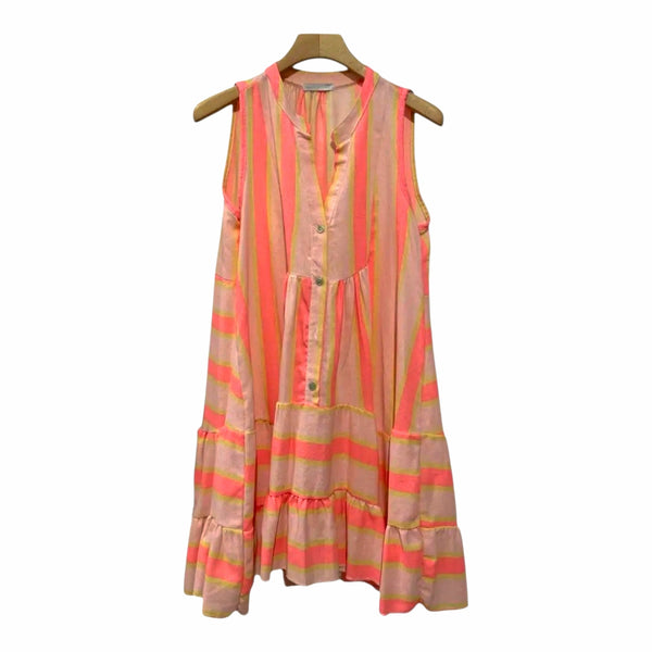 Sunset Glow Striped Tiered Mini Dress