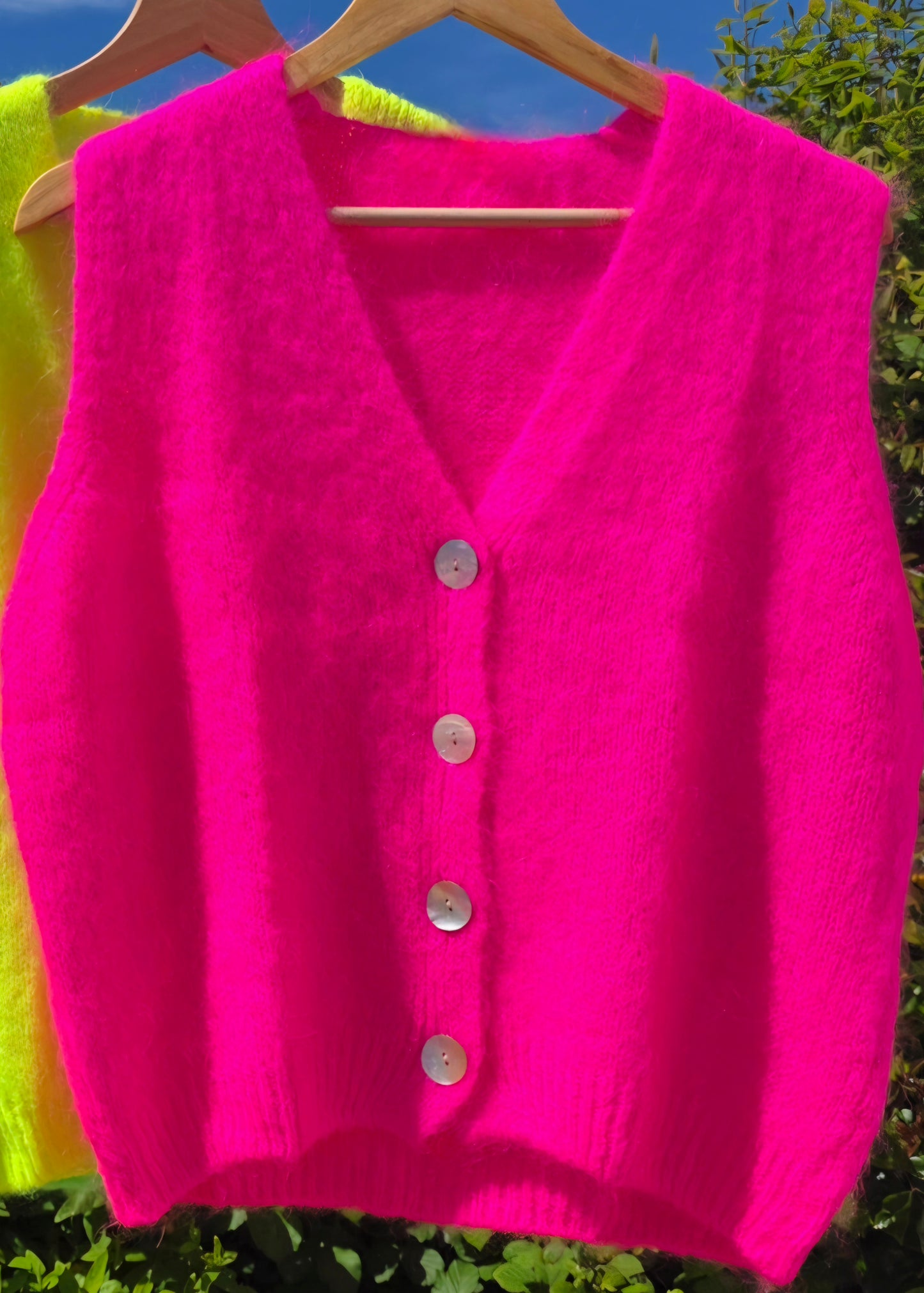 Neon Pink Mohair-Blend Gilet