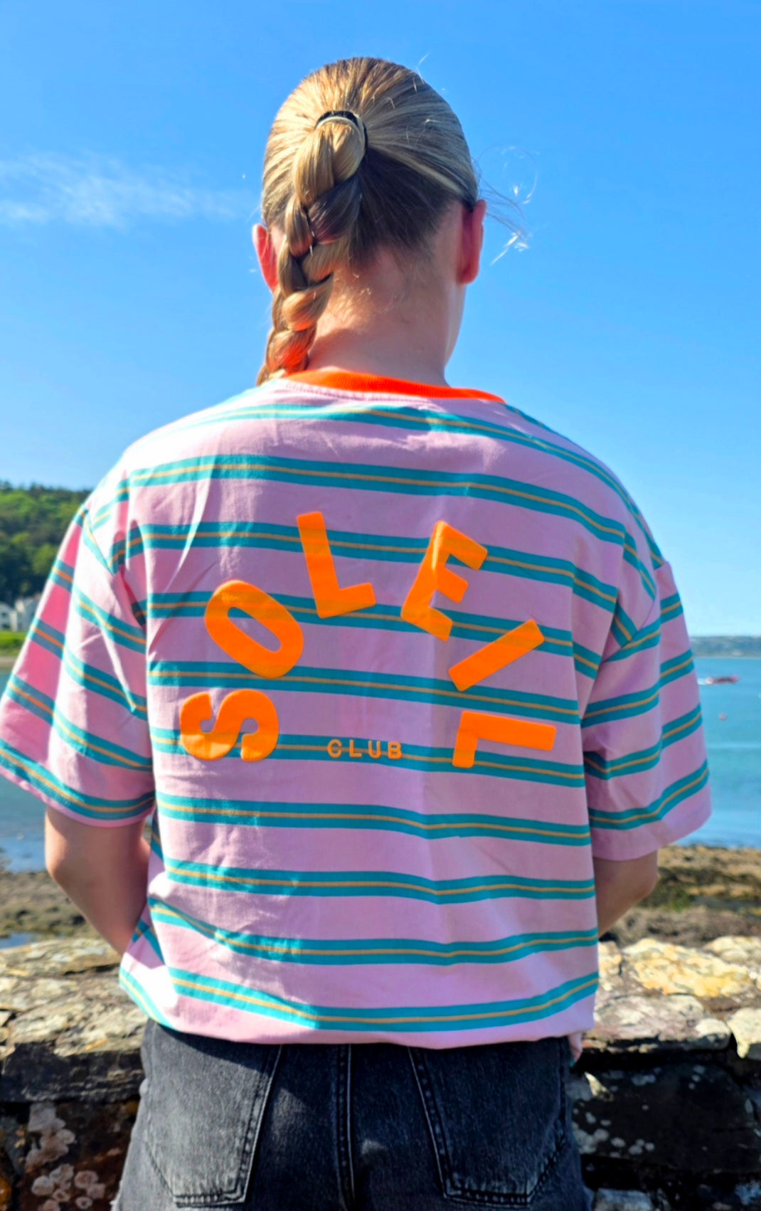 Soleil Club Striped Cotton Tee|Made in Italy