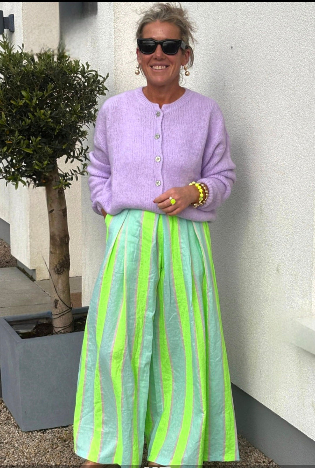 The Chroma- Stripe Wide Leg Cotton Palazzo Pants