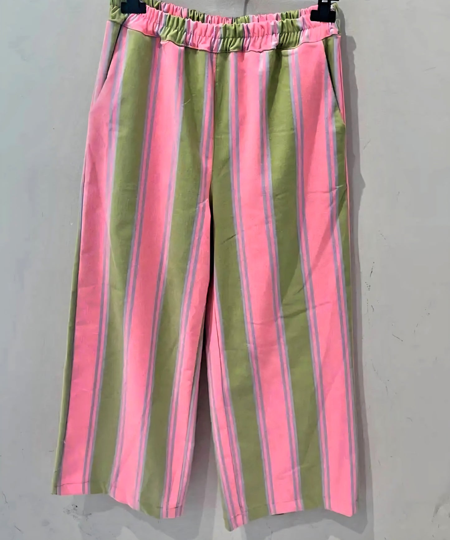The Milano Stripe Wide-Leg Pants- Rose and Pitstachio