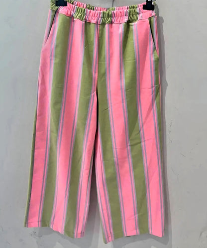 The Milano Stripe Wide-Leg Pants- Rose and Pitstachio
