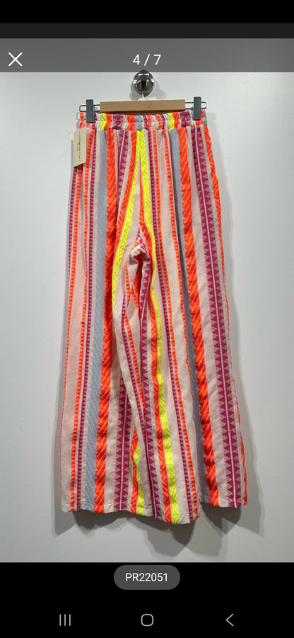 Neon Geometric Woven Wide-Leg Resort Pants
