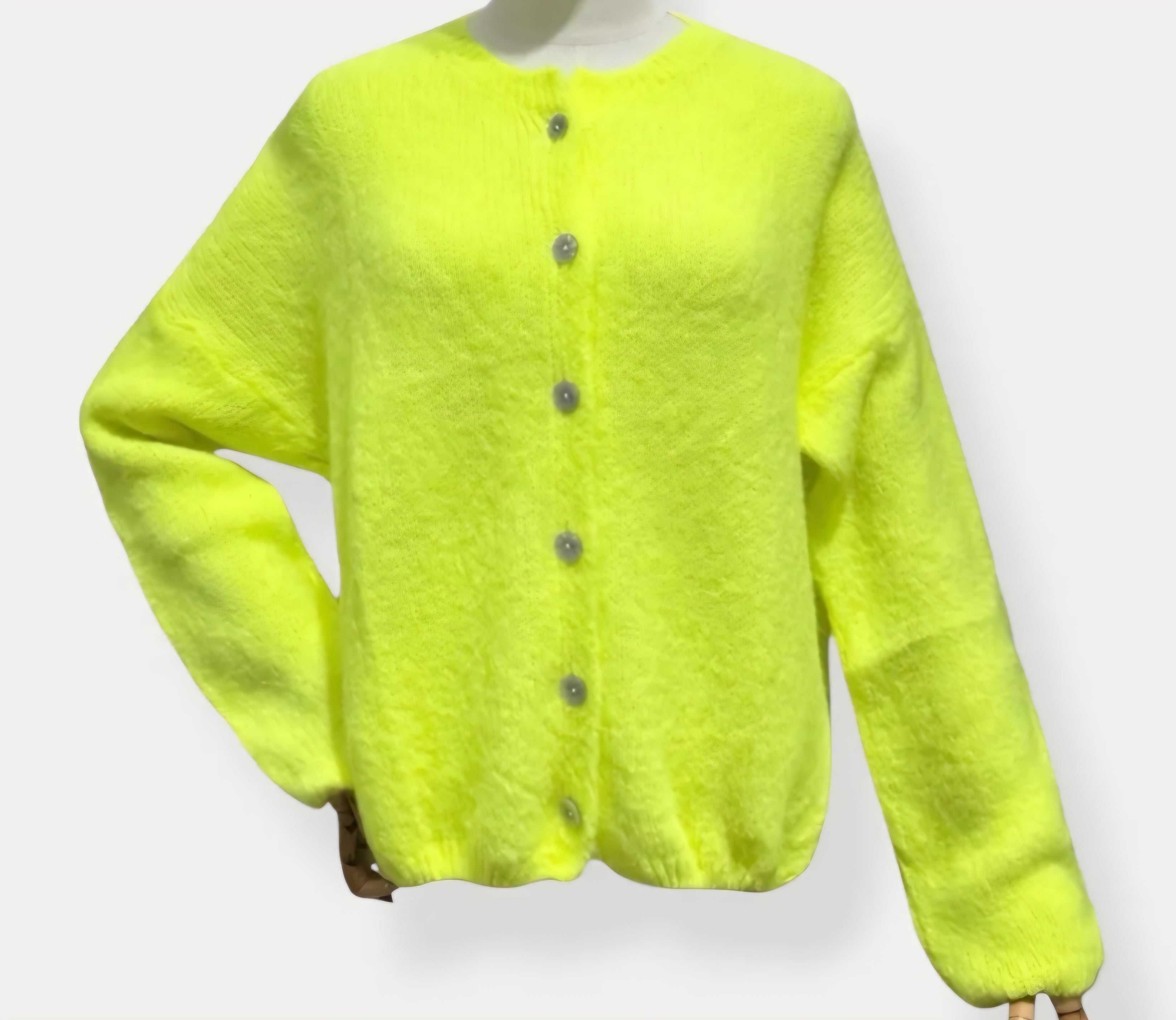 トップス NEONSIGN mohair cardigan Neon Glow Kid Mohair Blend Button Down Cardigan – Cockleshell