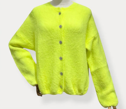 Neon Glow Kid Mohair Blend Button Down Cardigan