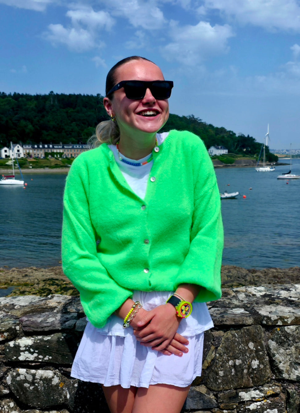 Neon Green Superfine Alpaca & Wool Cardigan