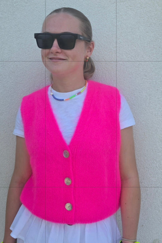 Neon Pink Mohair-Blend Gilet
