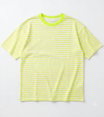Neon Yellow Striped Pure Cotton Tee