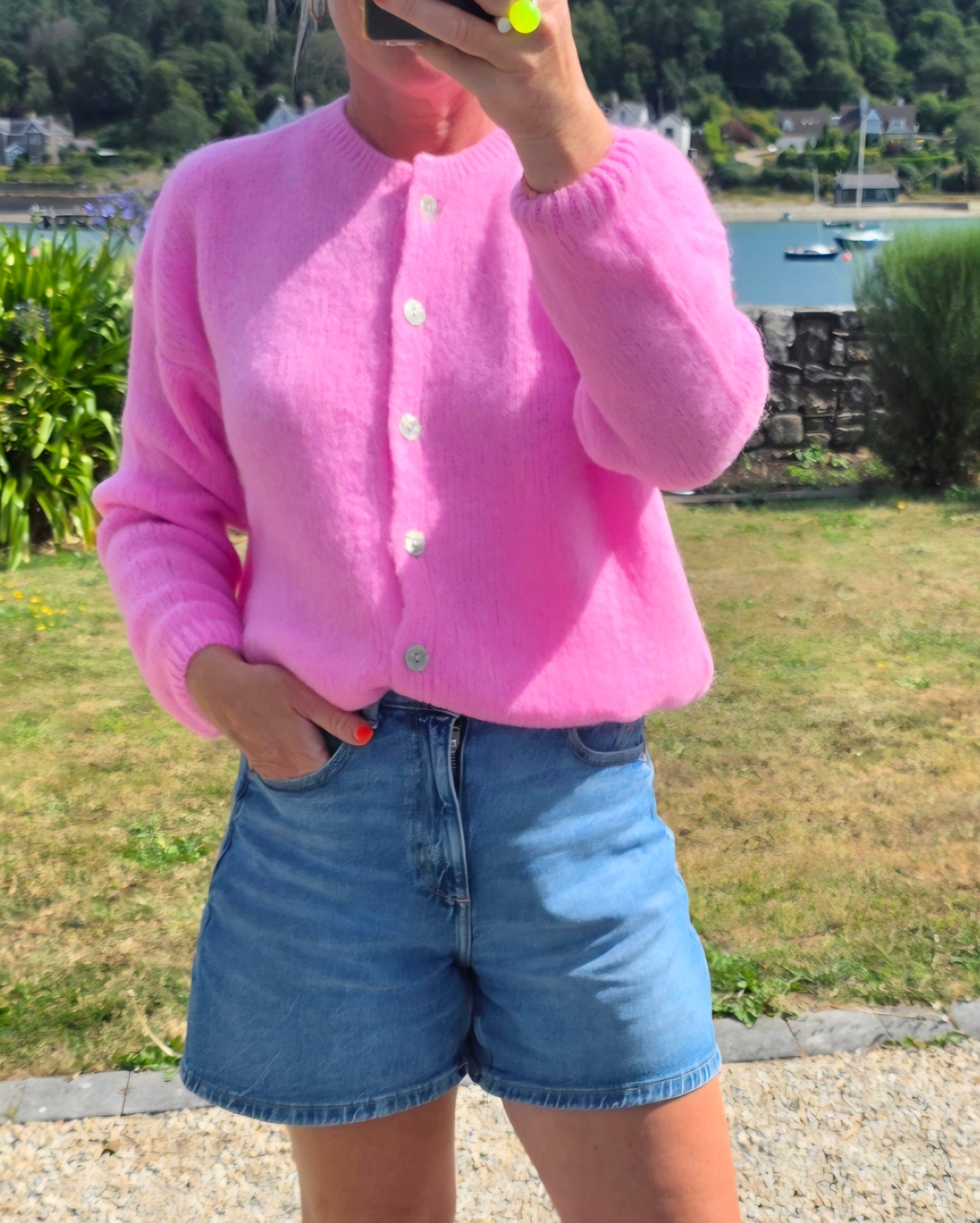 Luxury knit| Pink Kid Mohair & Wool Mix Cardigan (Pre Sale. Ships Aug 28th)