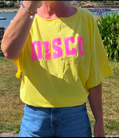Retro Vibes DISCO| Light Sweat/Tee in Yellow and Glitter Pink