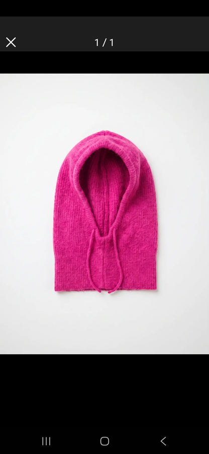 Fuchia Pink Baby Alpaca Blend Balaclava